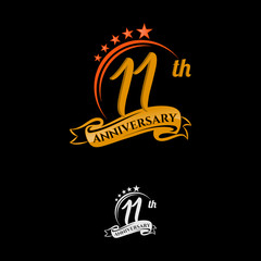 11 years anniversary golden color on black background for anniversary celebration even