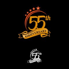 55 years anniversary golden color on black background for anniversary celebration event