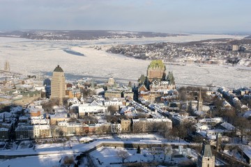 Obraz premium Aerial view of Quebec City and historic Old Town, Quebec, Canada