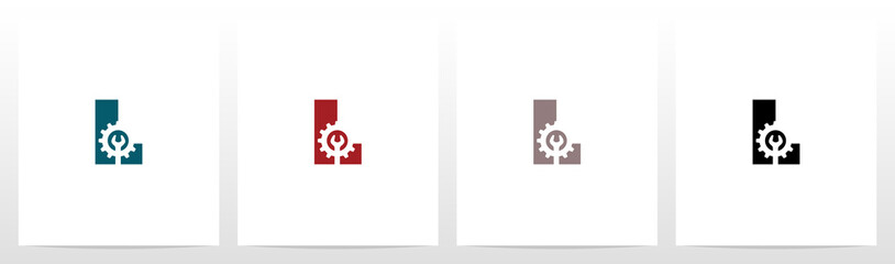 Wrench And Gears On Letter Logo Design L