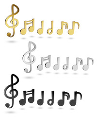 Naklejka na ściany i meble Music note 3D rendering. Isolated on white background. Set of element or object for decoration your artwork about musician.