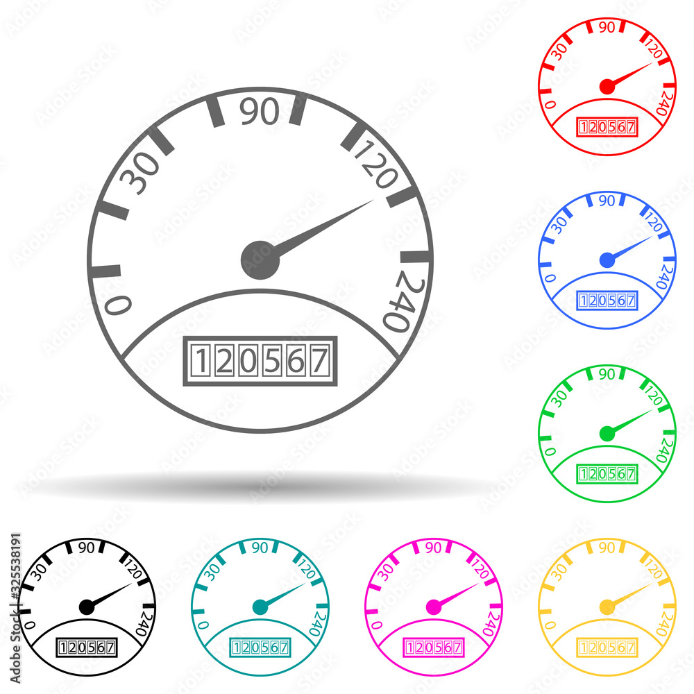 Poster speedometer multi color style icon. simple glyph, flat vector of measuring elements icons for ui and