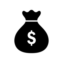Money bag icon isolated on white background. vector illustration.	