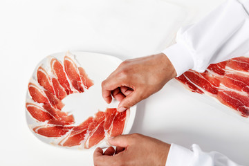 Vacuum packed Iberian ham table
