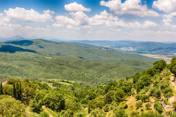 Obraz premium Aerial view of a beautiful landscape around Montalcino, Tuscany, Italy