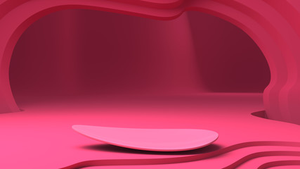 abstract pink background empty stage curve