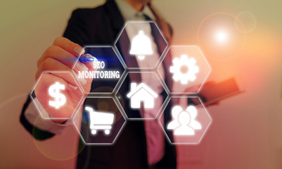 Word writing text Seo Monitoring. Business photo showcasing the process of optimizing the...