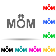 Mom diamond multi color style icon. Simple glyph, flat vector of mother's day icons for ui and ux, website or mobile application