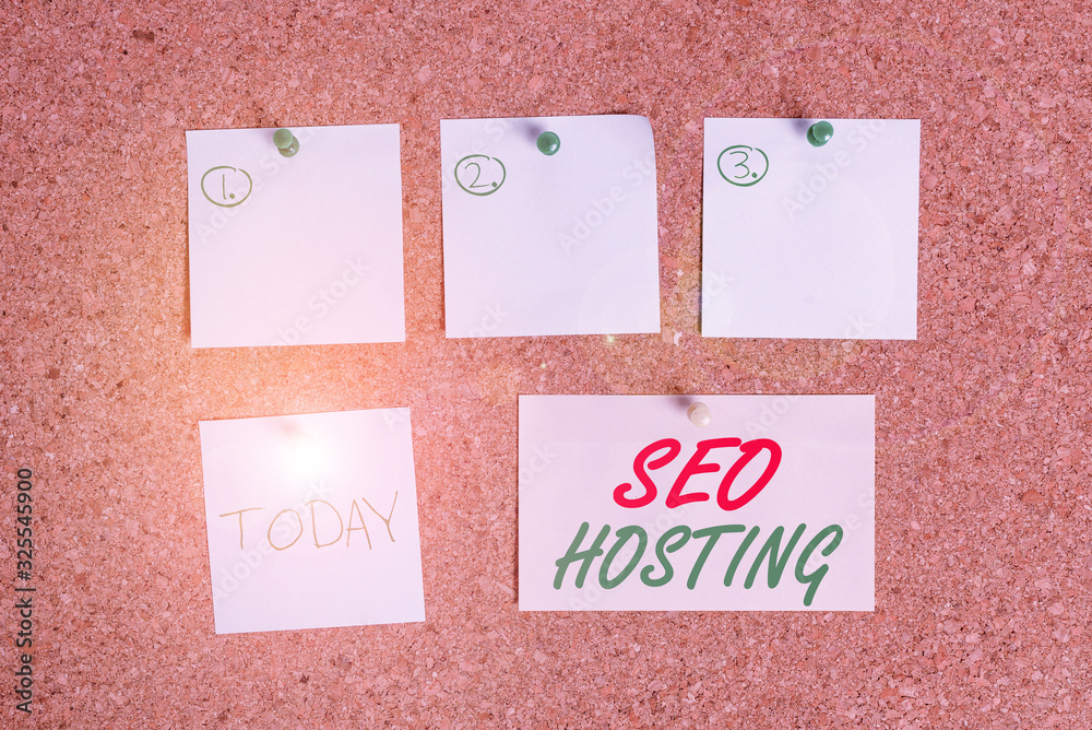 Fototapete word writing text seo hosting. business photo showcasing building website in a way that is friendly 