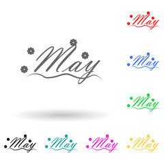 May multi color style icon. Simple glyph, flat vector of name of month icons for ui and ux, website or mobile application