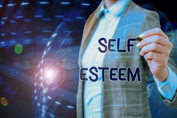 Writing note showing Self Esteem. Business concept for a feeling of having respect for yourself and...