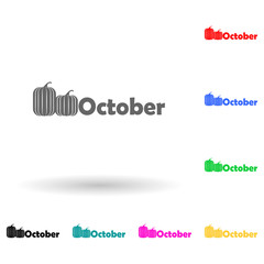 October multi color style icon. Simple glyph, flat vector of name of month icons for ui and ux, website or mobile application