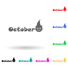 October multi color style icon. Simple glyph, flat vector of name of month icons for ui and ux, website or mobile application