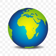 Earth Globe Vector Illustration 3d gradient in blue and green colors