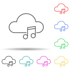 cloud music multi color style icon. Simple thin line, outline vector of new technologies icons for ui and ux, website or mobile application