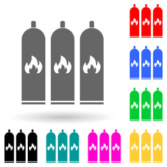 cylinders with a flammable substance multi color style icon. Simple glyph, flat vector of Oil icons for ui and ux, website or mobile application