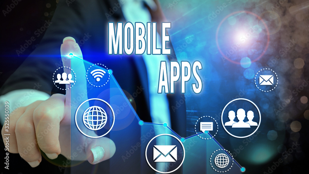 Poster conceptual hand writing showing mobile apps. concept meaning application software designed to run on