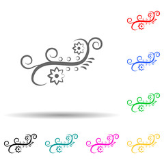 ornament with flowers multi color style icon. Simple glyph, flat vector of ornaments icons for ui and ux, website or mobile application