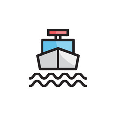 Police boat icon logo vector illustration