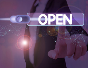 Handwriting text Open. Conceptual photo New Beginning Business venture Passage Allowing Access...