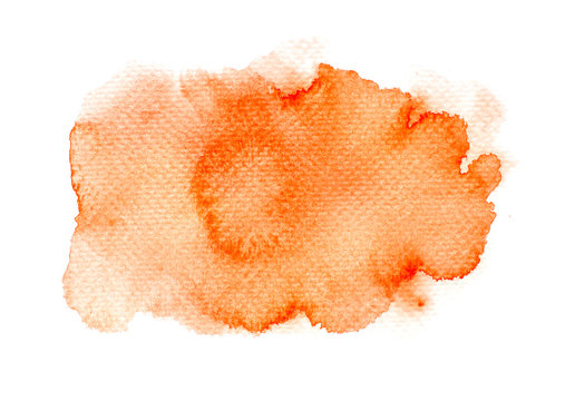 watercolor orange paint of brush on paper.