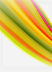 Wave lines abstract background, smooth silk design with rainbow style colors. Liquid fluid color waves. Vector Illustration