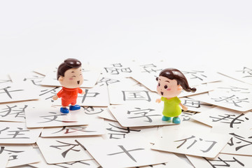 Chinese character CARDS and cartoon dolls