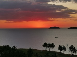 Beautiful sunset view in Kota Kinabalu, taken from the sky bar Pacific Horizon. Sabah, Malaysia....
