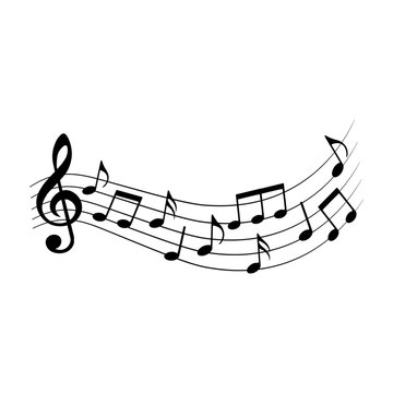 Music notes waving, music background, vector illustration.