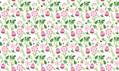 Unique shape egg for Easter, with leaf and floral pattern background decor.