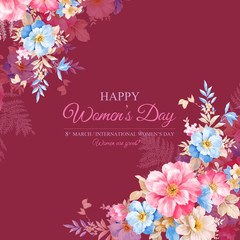 Obraz premium Set of card with flower rose, leaves. women's day ornament concept. Floral poster, invite. Decorative greeting card or invitation design background