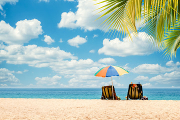Exotic tropical beach landscape for background or wallpaper. Tranquil beach scene for travel inspirational, Summer holiday and vacation concept for tourism relaxing.