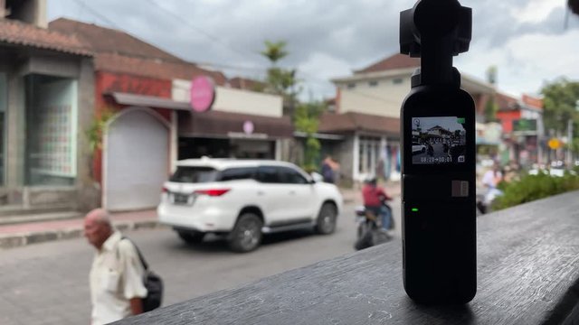 BALI, INDONESIA. 2019 Dec 2nd. DJI Osmo Pocket is Taking Footage of Bali Island