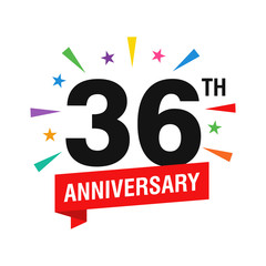 36th Years Anniversary Logo Design Vector