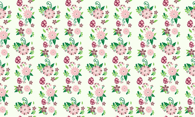Easter egg pattern background, with leaf and flower wrapping paper decor.