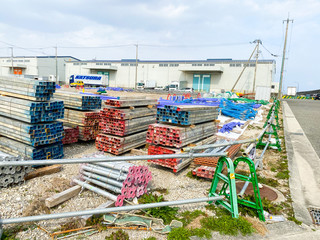 Material storage area for civil engineering work in Japan.