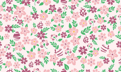 Vintage Easter egg pattern background, with simple leaf and flower design.