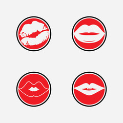 Lips icon cosmetic logo vector template