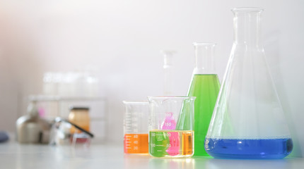 Cropped shot view of Laboratory Research - Scientific Glassware For Chemical Background