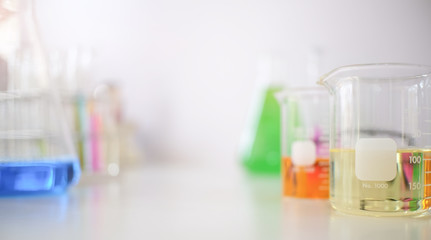 Cropped shot view of Laboratory Research - Scientific Glassware For Chemical Background