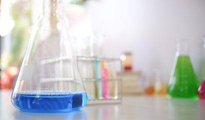 Cropped shot view of Laboratory Research - Scientific Glassware For Chemical Background
