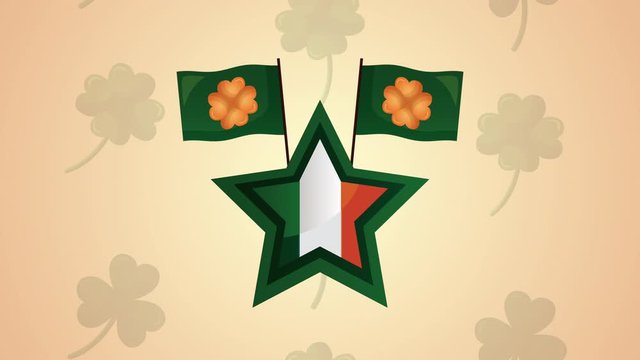st patricks day animated card with ireland star flag