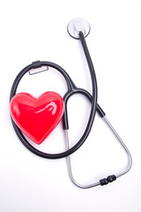 Red heart and stethoscope