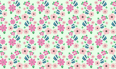 Style elegant Easter egg pattern background, with beautiful red flower.