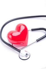 Red heart and stethoscope