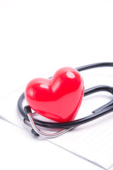 Red heart and stethoscope
