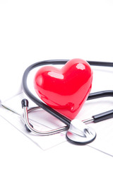 Red heart and stethoscope