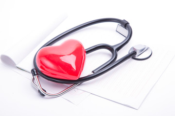 Red heart and stethoscope