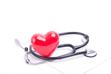 Red heart and stethoscope