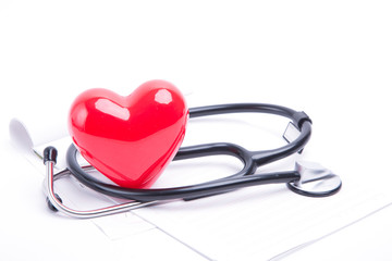 Red heart and stethoscope